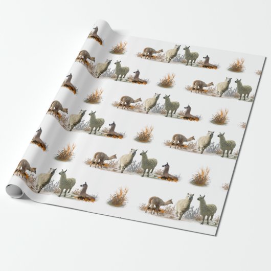 Llama Meadow Wrapping Papier (kies kleur) (Uitgerold)