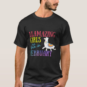 Llama-meisjes worden in februari geboren Schattige T-shirt