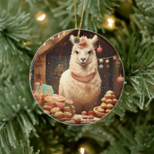 Llama Merry Christmas Ornament, Pet Lover Gift Keramisch Ornament