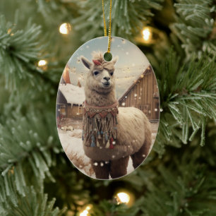 Llama Merry Christmas Ornament, Pet Lover Gift Keramisch Ornament