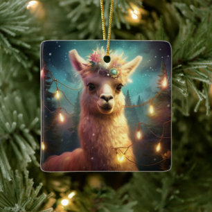 Llama Merry Christmas Ornament, Pet Lover Gift Keramisch Ornament