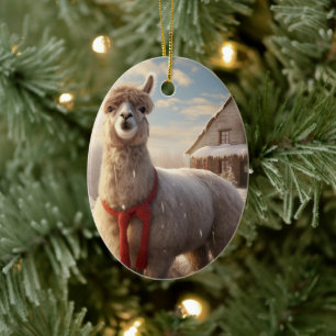 Llama Merry Christmas Ornament, Pet Lover Gift Keramisch Ornament