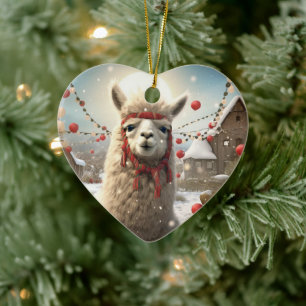 Llama Merry Christmas Ornament, Pet Lover Gift Keramisch Ornament