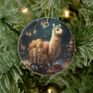 Llama Merry Christmas Ornament, Pet Lover Gift Keramisch Ornament