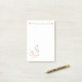  Llama met bloemen en groen lintje Post-it® Notes (Op bureau)