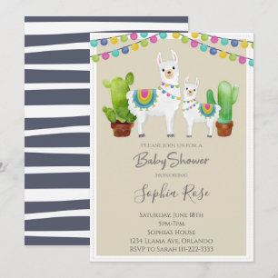 Llama met cactus Baby shower uitnodigen Kaart