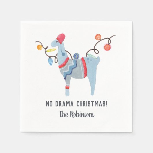 Llama met de thema Ugly Sweater Kerstparty Servet (Voorkant)