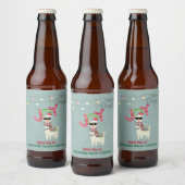 Llama met een kerstkop en een zonnebril bier etiket (Flessen)