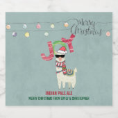 Llama met een kerstkop en een zonnebril bier etiket (Enkel label)