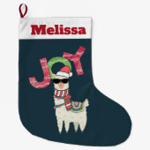 Llama met een kerstkop en een zonnebril grote kerstsok (Voorkant)