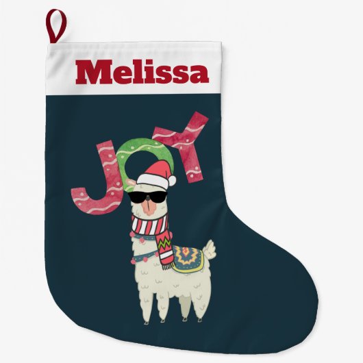 Llama met een kerstkop en een zonnebril grote kerstsok (Voorkant)