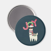Llama met een kerstkop en een zonnebril magneet (Voorkant / Achterkant)