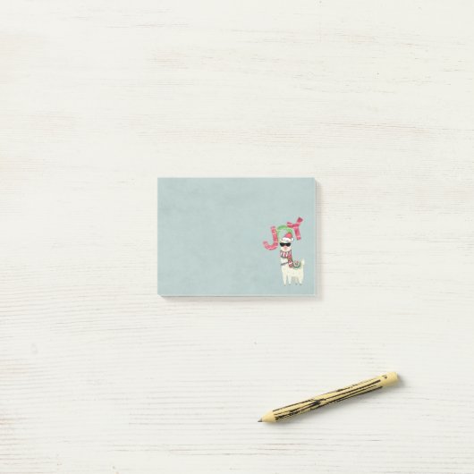 Llama met een kerstkop en een zonnebril post-it® notes (Op bureau)