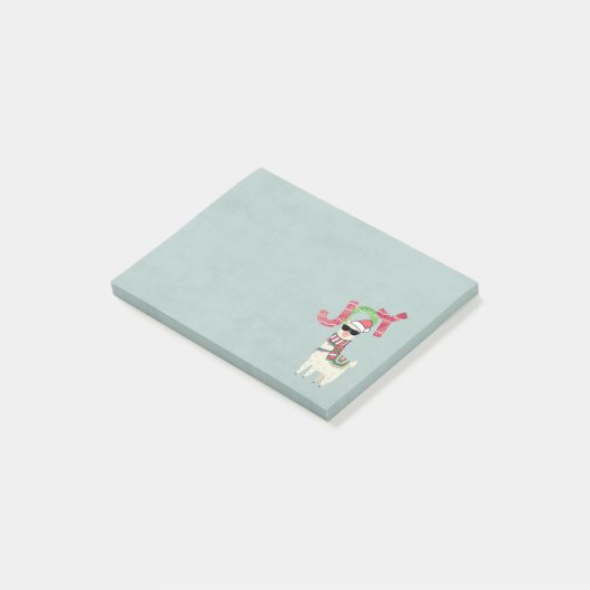 Llama met een kerstkop en een zonnebril post-it® notes (Schuin)