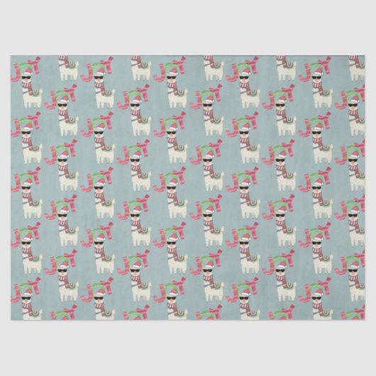 Llama met een kerstkop en een zonnebril tissuepapier (Voorkant)