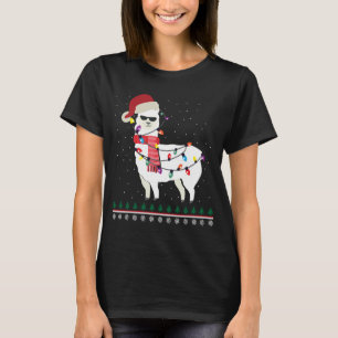 Llama met Sun-glas en Kerstmis met Santa Hat T-shirt