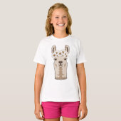 Llama met witte bloesems t-shirt (Voorkant volledig)