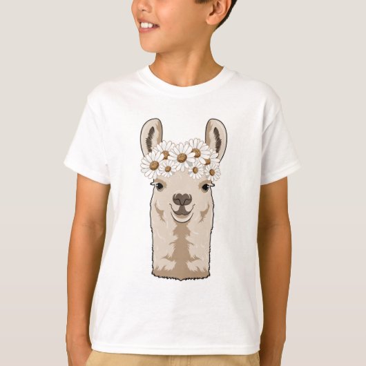 Llama met witte bloesems t-shirt (Voorkant)