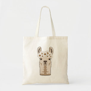 Llama met witte bloesems tote bag