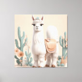 Llama met zadel in de woestijn canvas afdruk (Voorkant)