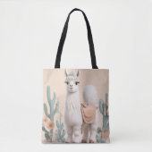 Llama met zadel in de woestijn draagtas (Voorkant)