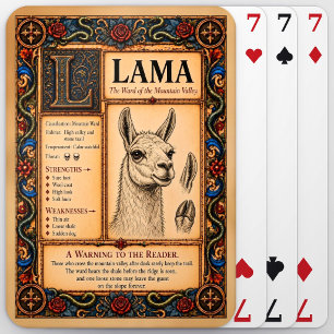 Llama, middeleeuwse bestiariumkunst pokerkaarten