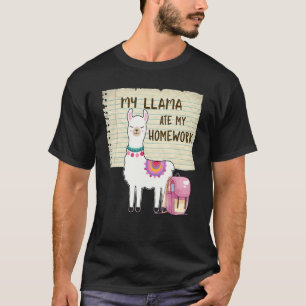 Llama Mijn Llama At M'n Huiswerk Terug Naar Schoo T-shirt