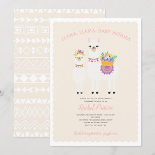 Llama Momma - Cute, Baby Girl Shower Invitation