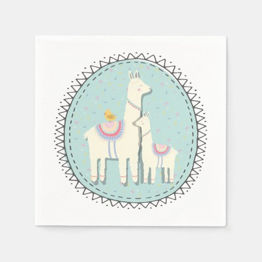 Llama Momma en baby servetten (Voorkant)