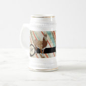 Llama Monogram  Stripes Stein Bierpul (Voorkant links)