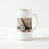 Llama Monogram  Stripes Stein Bierpul (Voorkant rechts)