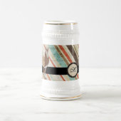Llama Monogram  Stripes Stein Bierpul (Center)