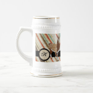 Llama Monogram Stripes Stein Bierpul