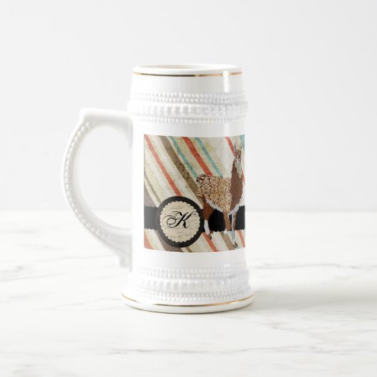 Llama Monogram  Stripes Stein Bierpul (Links)