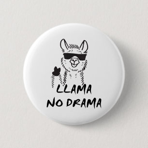 Llama No Drama - Funny "Geen probleem" L Ronde Button 5,7 Cm