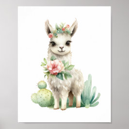 Llama Nursery Decor Schattige Llama Waterverf Poster