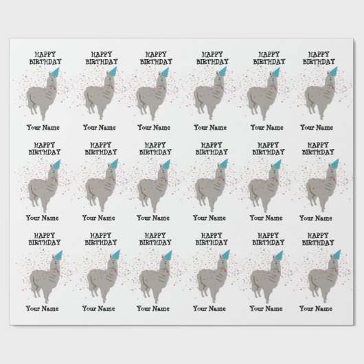 Llama-partout - Dier met een partijgenaam Cadeaupapier (Vlak)