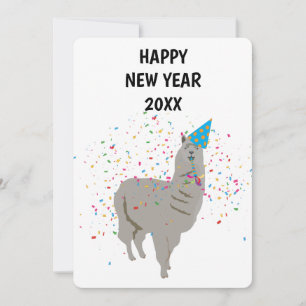 Llama Partying - Animals Holiday New Years Card Feestdagenkaart