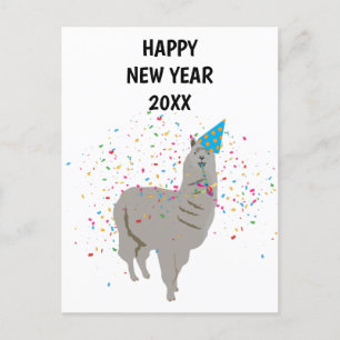 Llama Partying - Animals Holiday New Years Card Feestdagenkaart