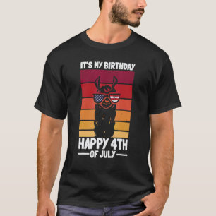 Llama Patriottisch Het Is Mijn Verjaardag Gelukkig T-shirt