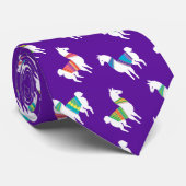 Llama Pattern Paarse Custom Color Funny Stropdas (Opgerold)