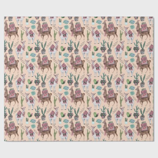 Llama | perziken | Papier voor onmiddellijke verpa (Vlak)