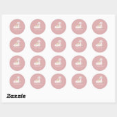 Llama Pink and White met Flowers Girly Ronde Sticker (Vel)