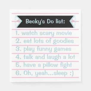 Llama Pink Pajama Girl Birthday Party Sleepover Servet