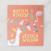 Llama Place Card, Mexicaans feest (Buitenkant ongevouwen)