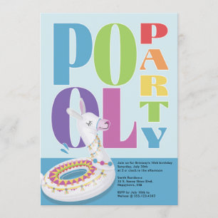 Llama Pool Party Zomerverjaardagsfeest Kaart