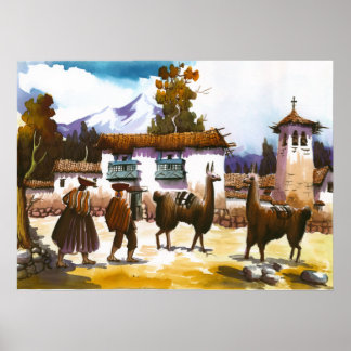 Llama Poster Peruaanse mensen met