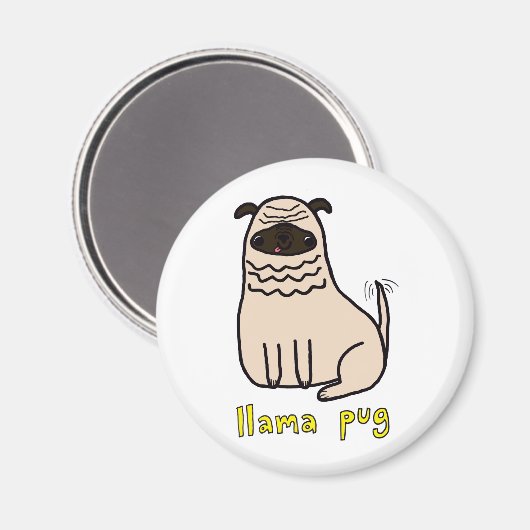 Llama Pug Magnet Magneet (Voorkant / Achterkant)