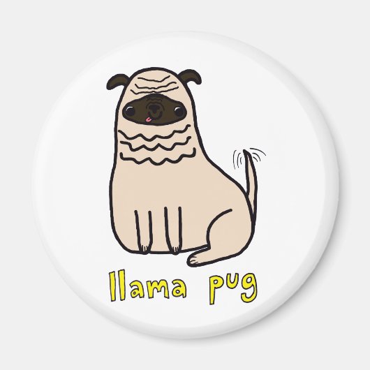 Llama Pug Magnet Magneet (Voorkant)