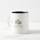 Llama Pun, geen problemen Pun, geen Probllama Tweekleurige Koffiemok (Voorkant links)